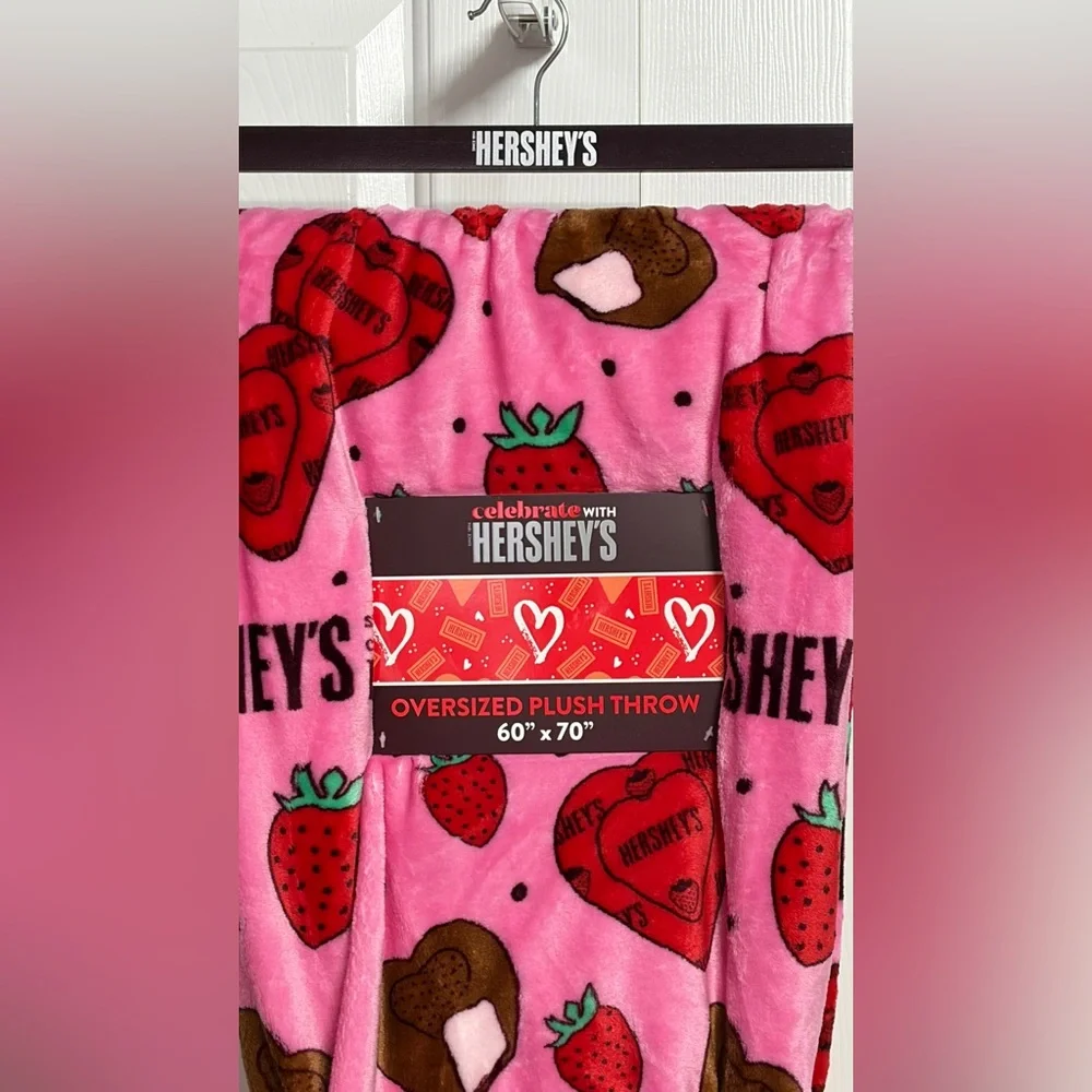 Hershey's Pink Strawberry Creme Hearts Fleece Throw Blanket
